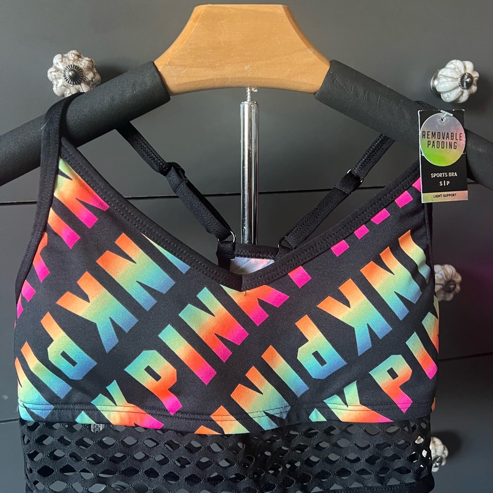 BRAND NEW PINK logo sports bra